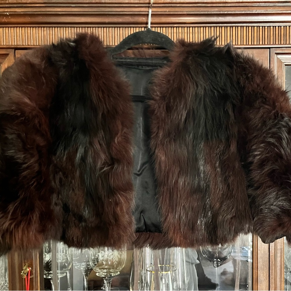 Women's Black Faux Fur Bomber Jacket - Picture 2 of 4